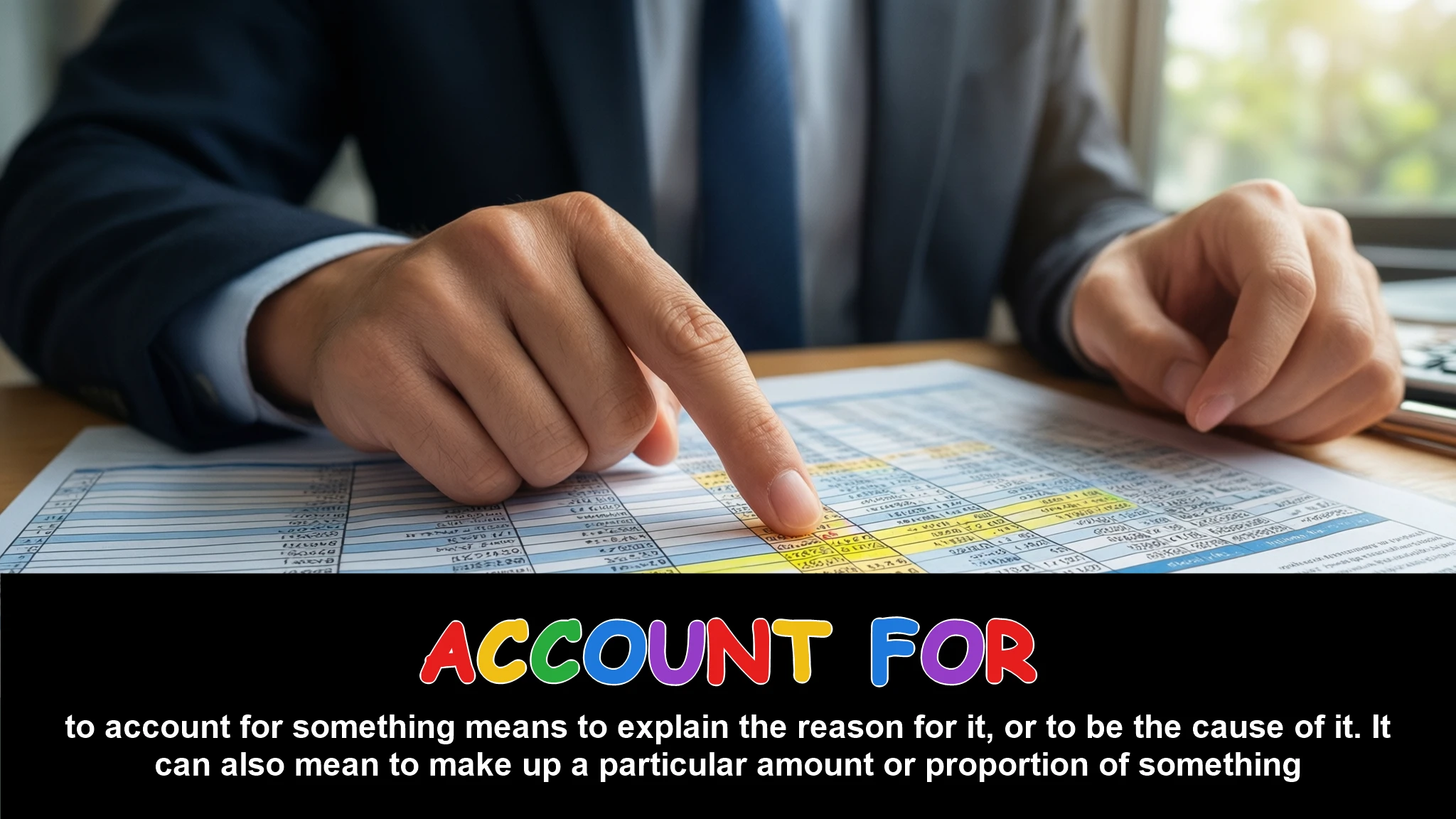 English Illustration for account for
